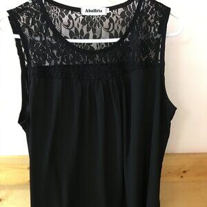 Abollria Black Tank with Lace, Women's size XL
